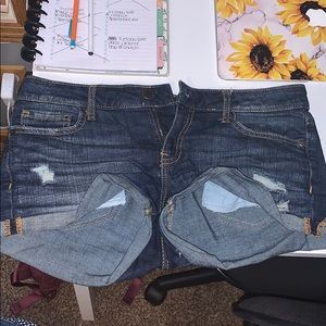 All denim shorts from Aeropostale’s.